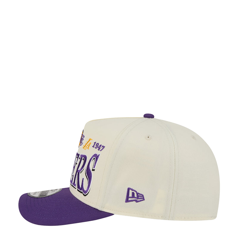Cream Lakers A-Frame baseball cap with purple brim and small team mark