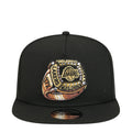 Black baseball cap with embroidered Lakers championship patch and curved brim