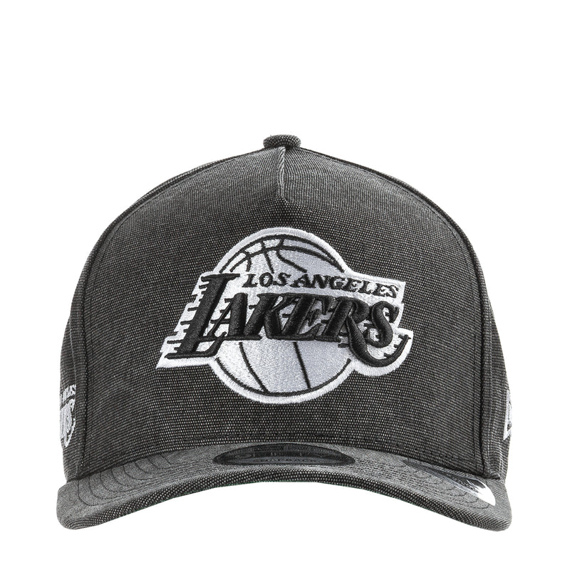 Washed black denim Lakers baseball cap with white embroidered logo
