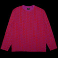 Stussy Letter Stripe L/S Crew : Berry