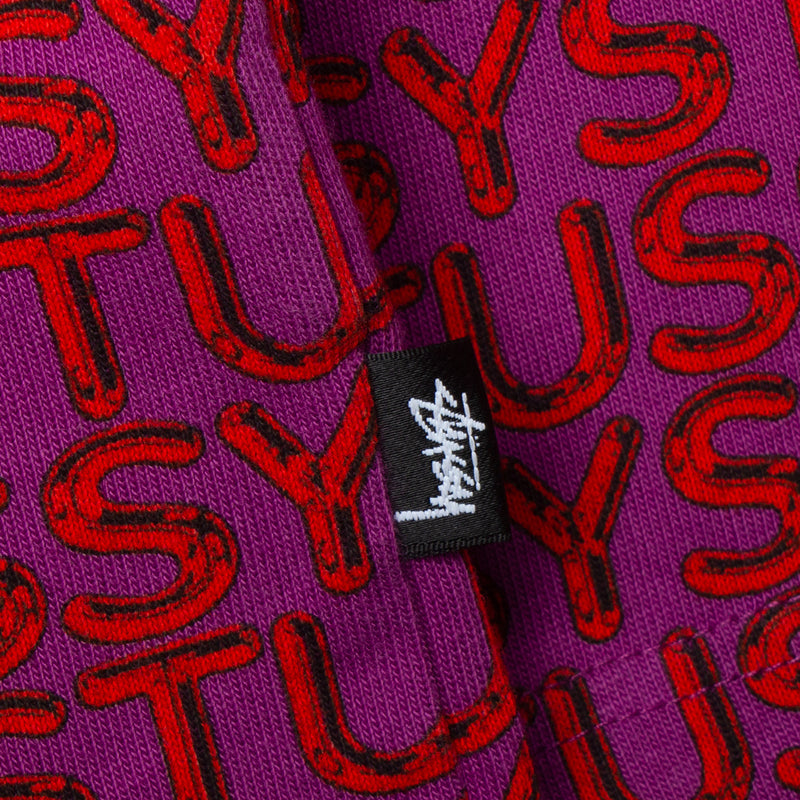 Stussy Letter Stripe L/S Crew : Berry