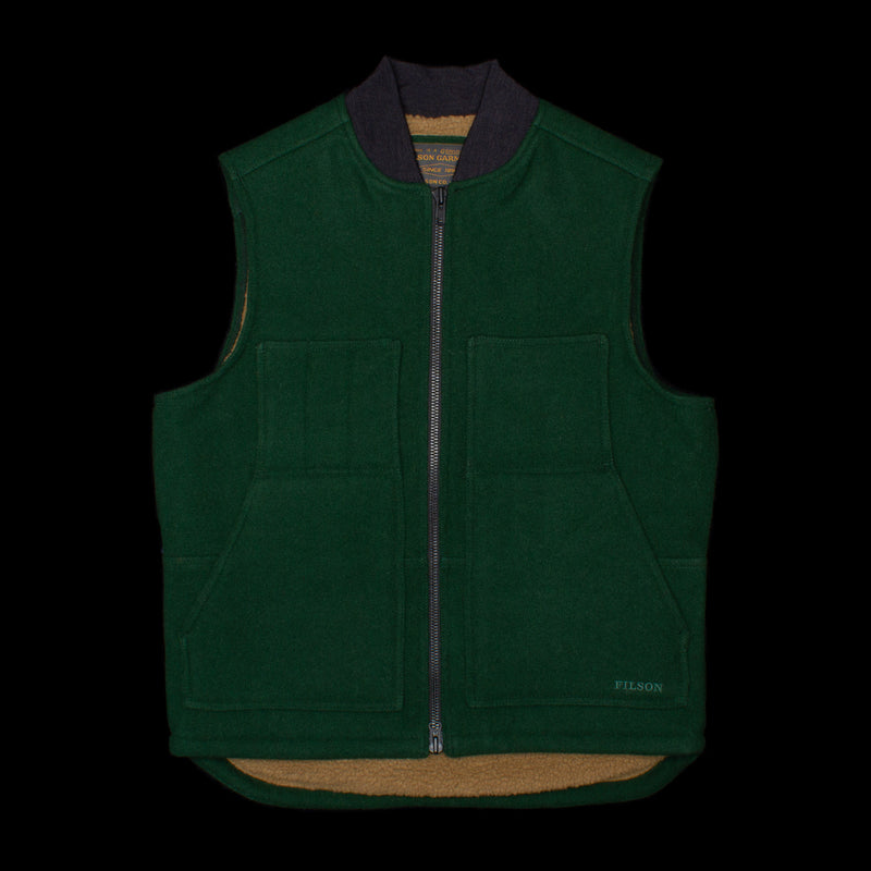 Filson Lined Mackinaw Wool Work Vest  Dark Spruce
