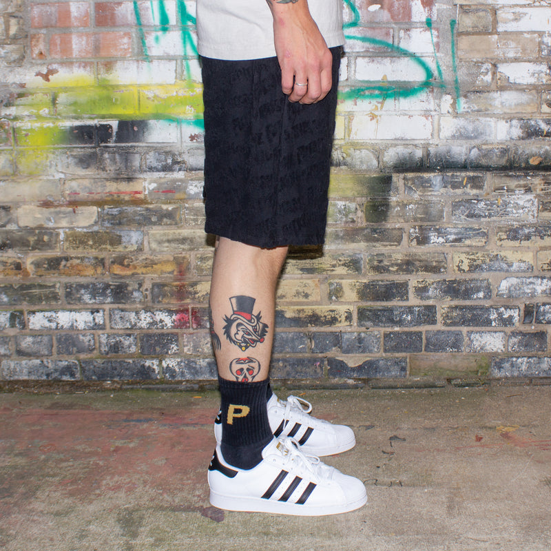Fucking Awesome Logo Burnout Terry Short : Black