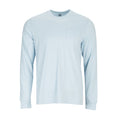 Men's sky blue long-sleeve work shirt with crew neck and chest pocket