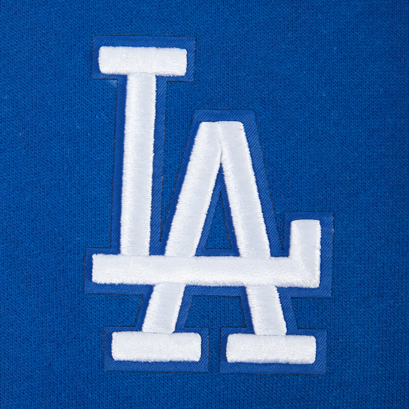 LA logo applique on navy hoodie chest
