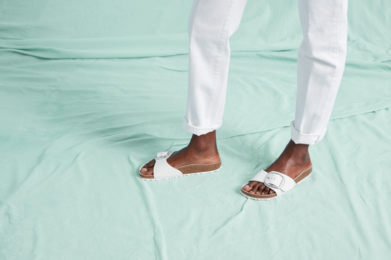 Madrid Big Buckle White Leather