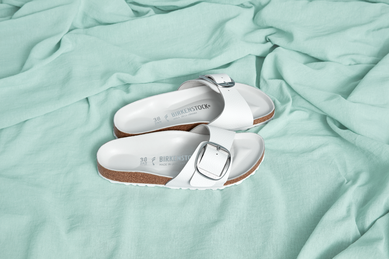 Madrid Big Buckle White Leather