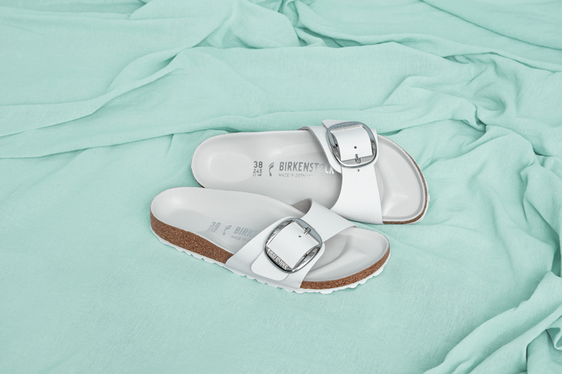 Madrid Big Buckle White Leather