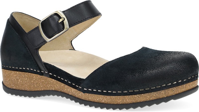Mae Black Burnished Suede