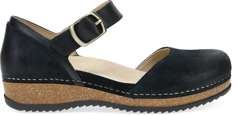 Mae Black Burnished Suede