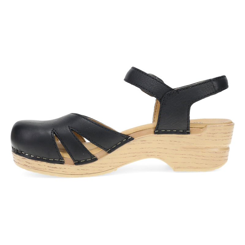 Side image of Margreta Mary Jane Clog Black Leather