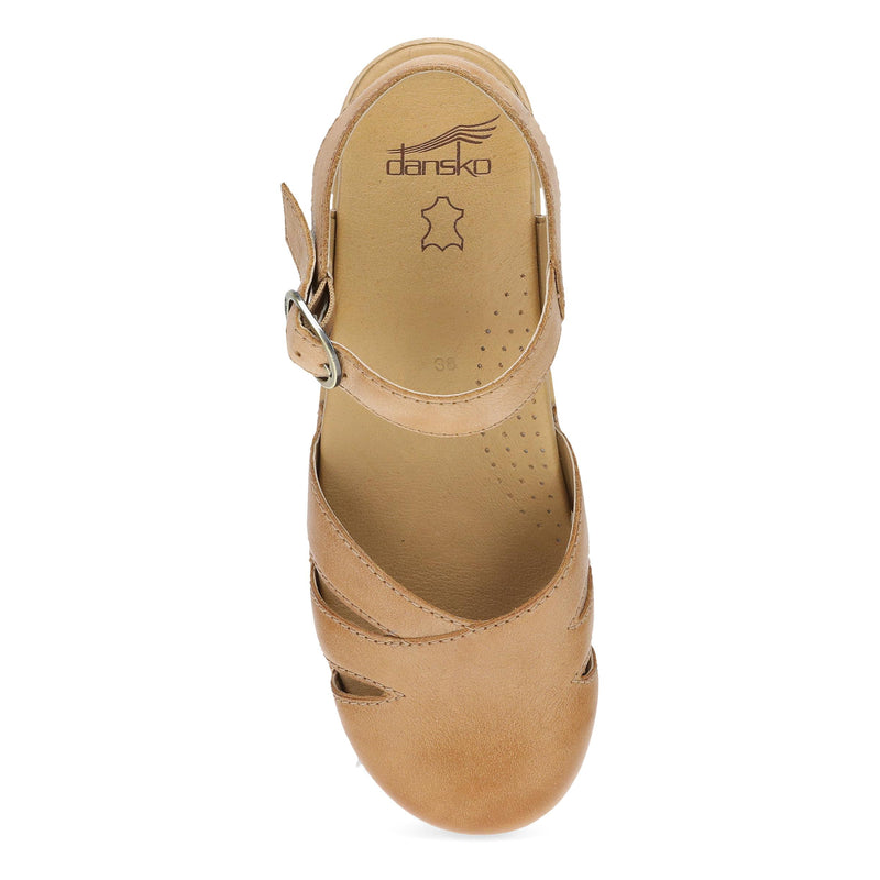 Top image of Margreta Mary Jane Clog Honey Distressed