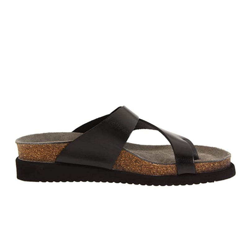 Mephisto Helen Sandal (Women) - Black Waxy Sandal - Thong - The Heel Shoe Fitters