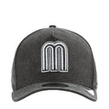 Washed black denim baseball cap with white Mexico 'M' logo on front