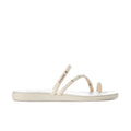 Women’s studded toe-loop sandals with two straps and light-colored footbed