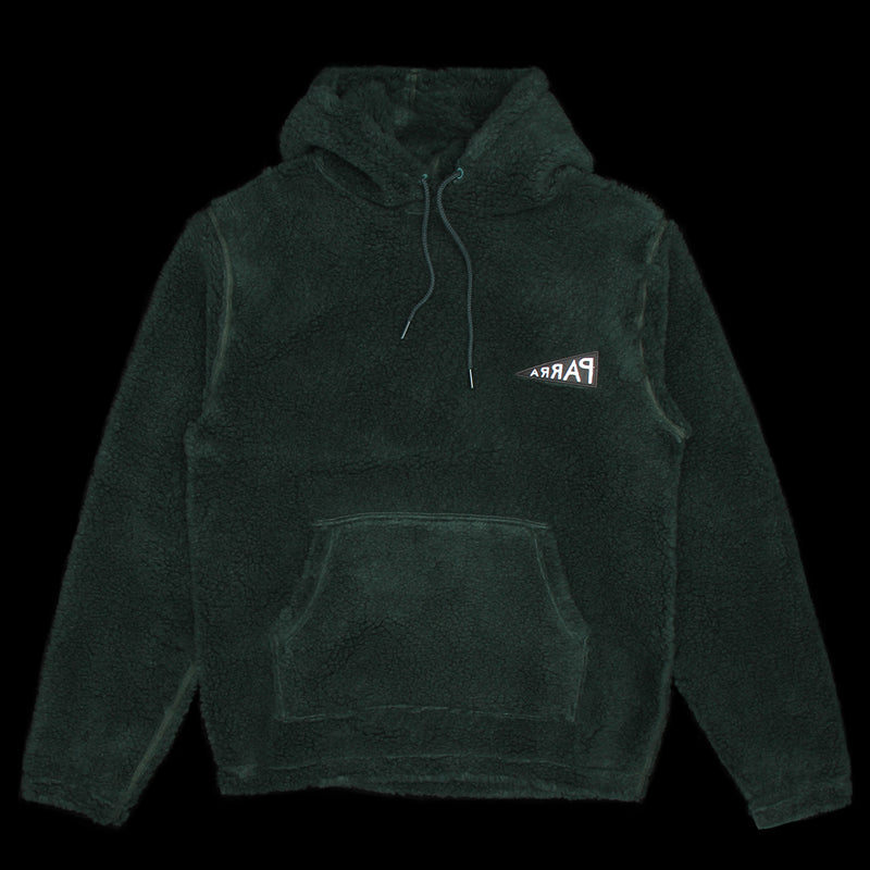 By Parra Mirrored Flag Logo Polar Fleece Hooded Pullover - Pine Green