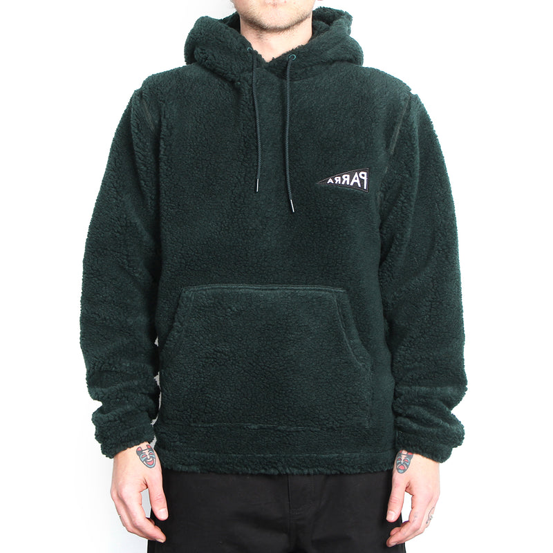 By Parra Mirrored Flag Logo Polar Fleece Hooded Pullover - Pine Green