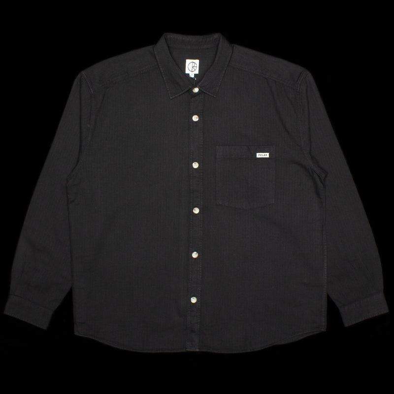 Polar | Mitchell Herringbone L/S Shirt Color : Black