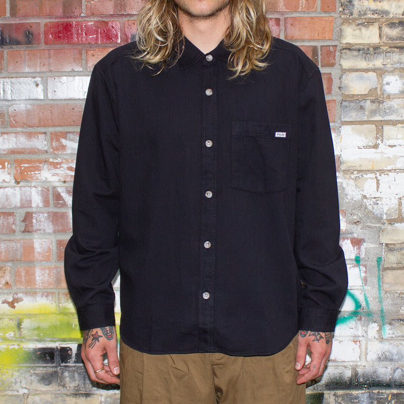 Polar | Mitchell Herringbone L/S Shirt Color : Black