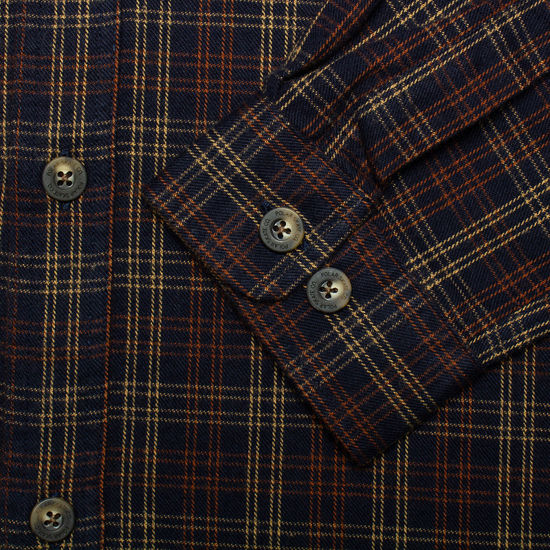 Polar | Mitchell L/S Flannel Shirt Color : Navy / Brown