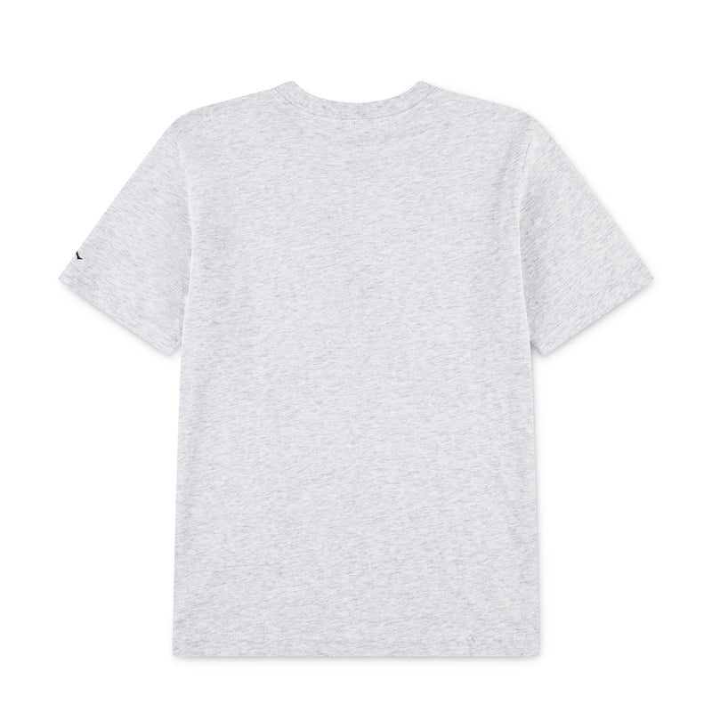 Youth crew-neck T-shirt in birch heather; short sleeves, plain front