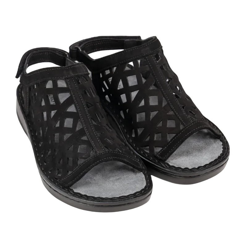 Naot Amadora Sling Sandal (Women) - Black Velvet Nubuck Sandal - Backstrap - The Heel Shoe Fitters