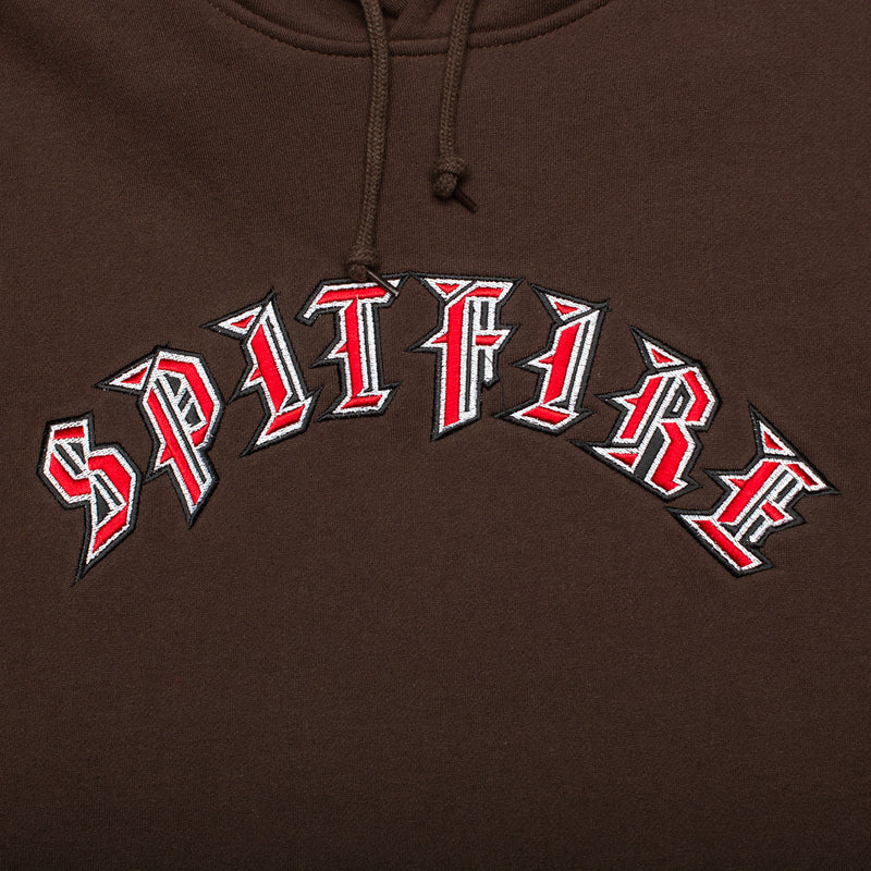 Spitfire Old E EMB Hoodie  Brown / Red