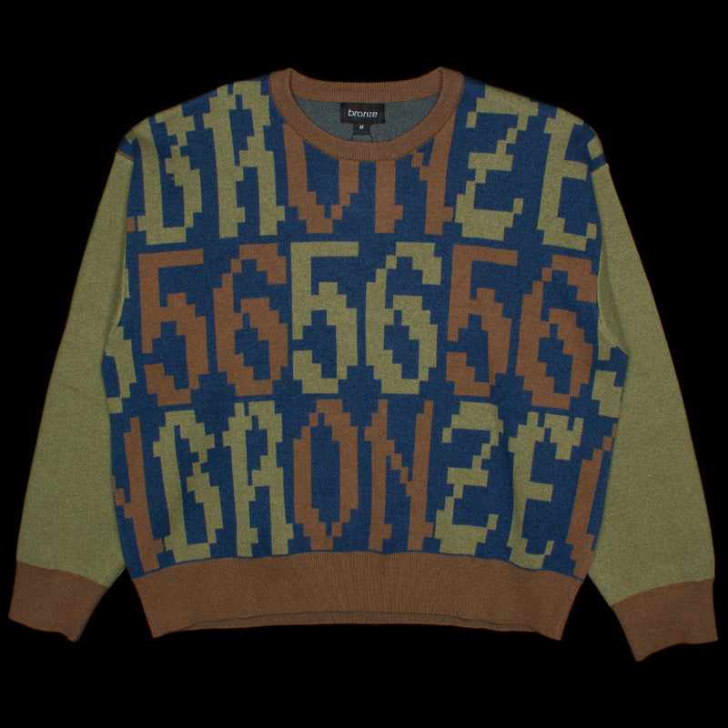 Bronze 56k Old E Sweater  Navy / Green / Brown
