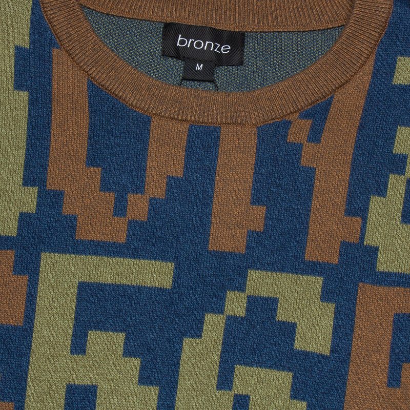 Bronze 56k Old E Sweater  Navy / Green / Brown
