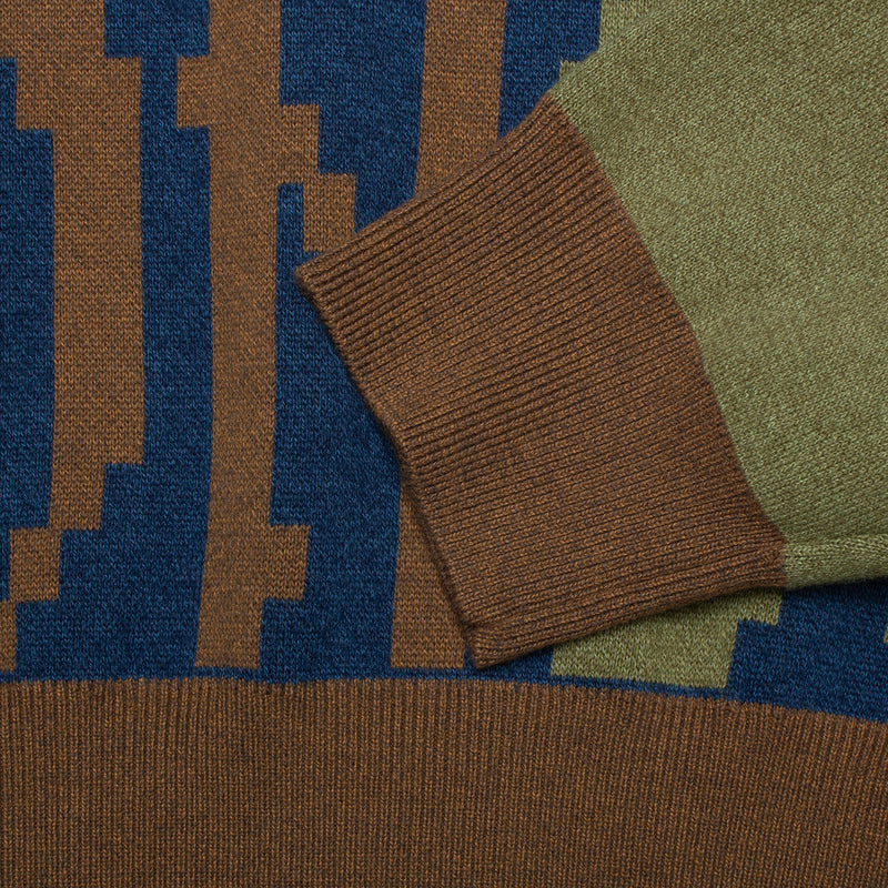 Bronze 56k Old E Sweater  Navy / Green / Brown