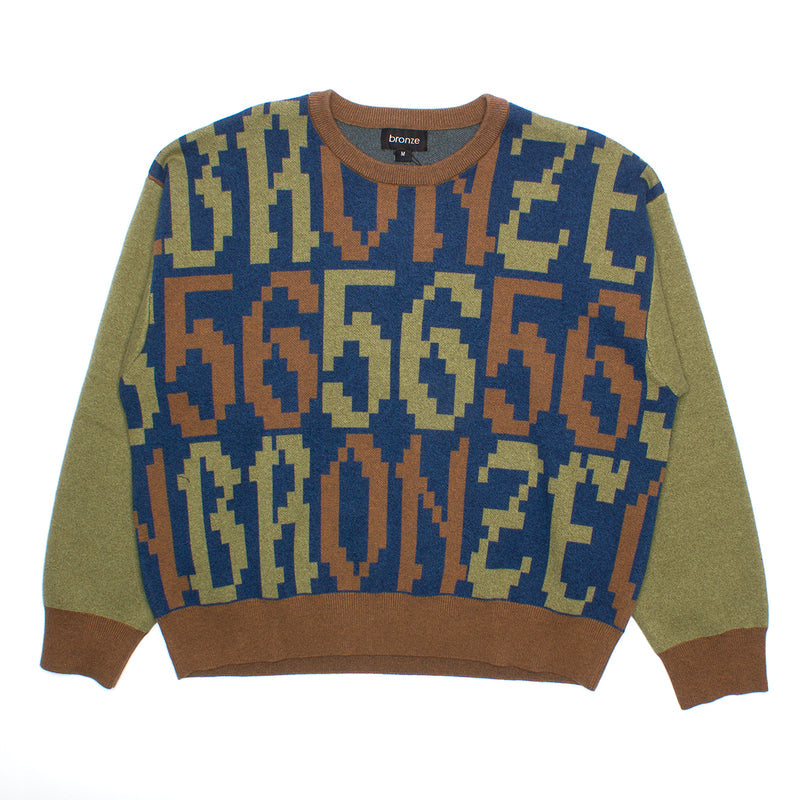 Bronze 56k Old E Sweater  Navy / Green / Brown