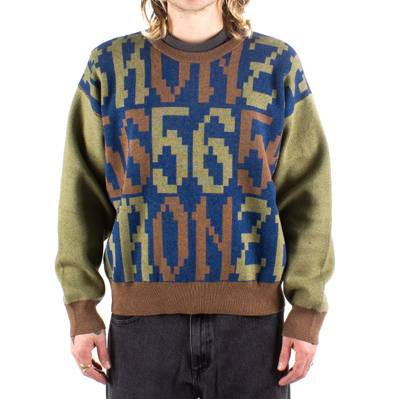 Bronze 56k Old E Sweater Navy / Green / Brown  Edit alt text