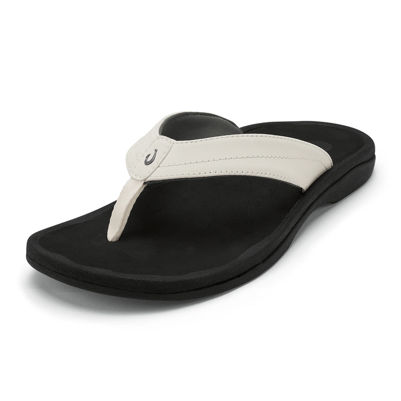 OluKai 'Ohana Sandal (Women) - White/Black Sandal - Thong - The Heel Shoe Fitters