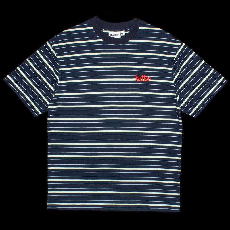 Butter Goods | Park Stripe T-Shirt Color : Black / Sky / Banana