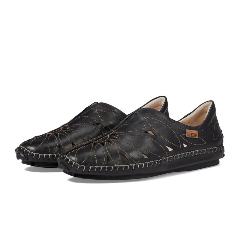 Pikolinos Jerez 578-7399 Slip On (Women) - Black Leather Dress-Casual - Flat - The Heel Shoe Fitters