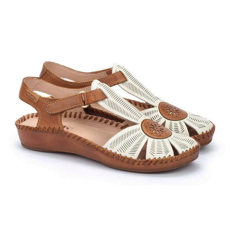 Pikolinos P. Vallarta 655-0575 Backstrap Sandal (Women) - Nata Leather Sandal - Heel/Wedge - The Heel Shoe Fitters