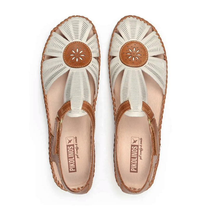 Pikolinos P. Vallarta 655-0575 Backstrap Sandal (Women) - Nata Leather Sandal - Heel/Wedge - The Heel Shoe Fitters