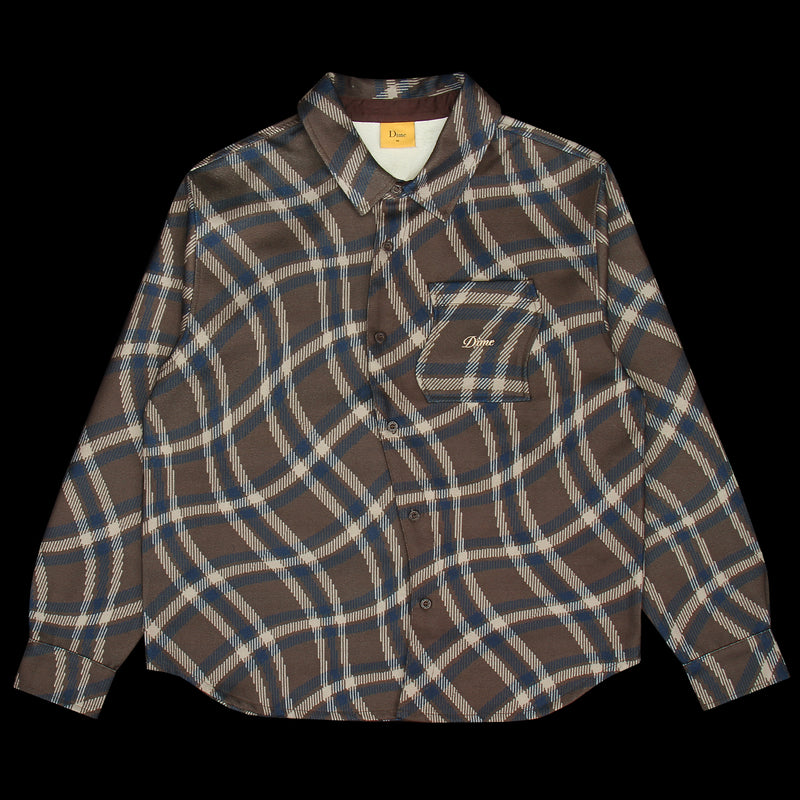 Dime | Plaid Fleece Shirt Espresso