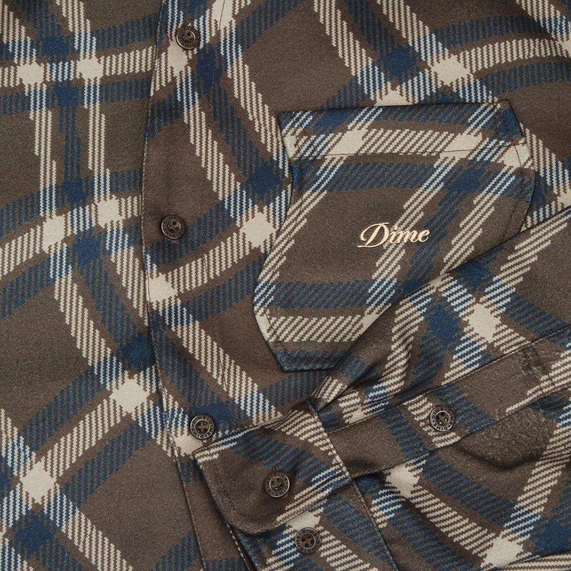 Dime | Plaid Fleece Shirt Espresso