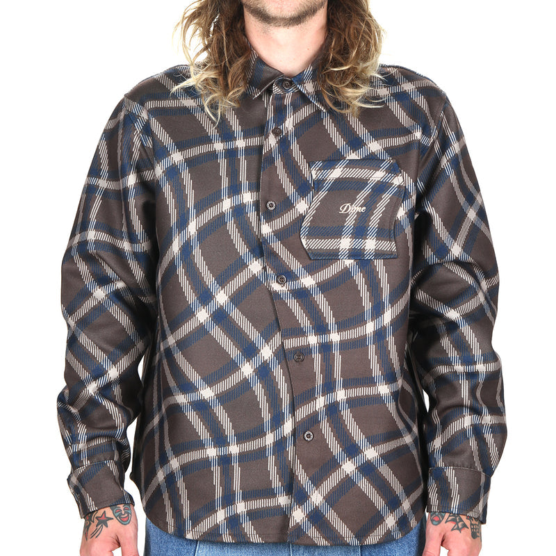 Dime | Plaid Fleece Shirt Espresso