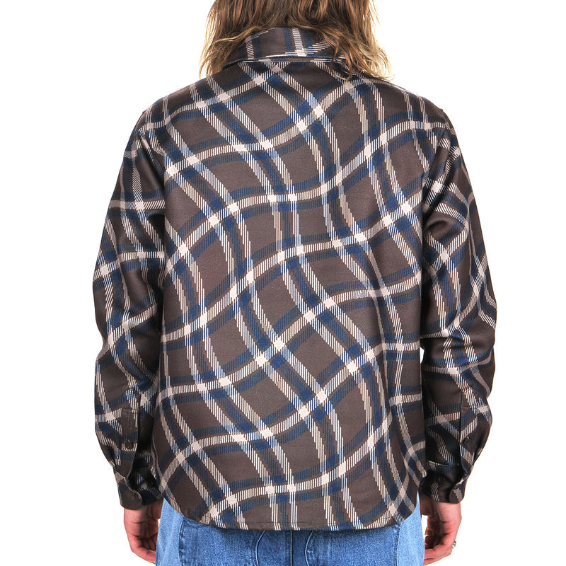 Dime | Plaid Fleece Shirt Espresso