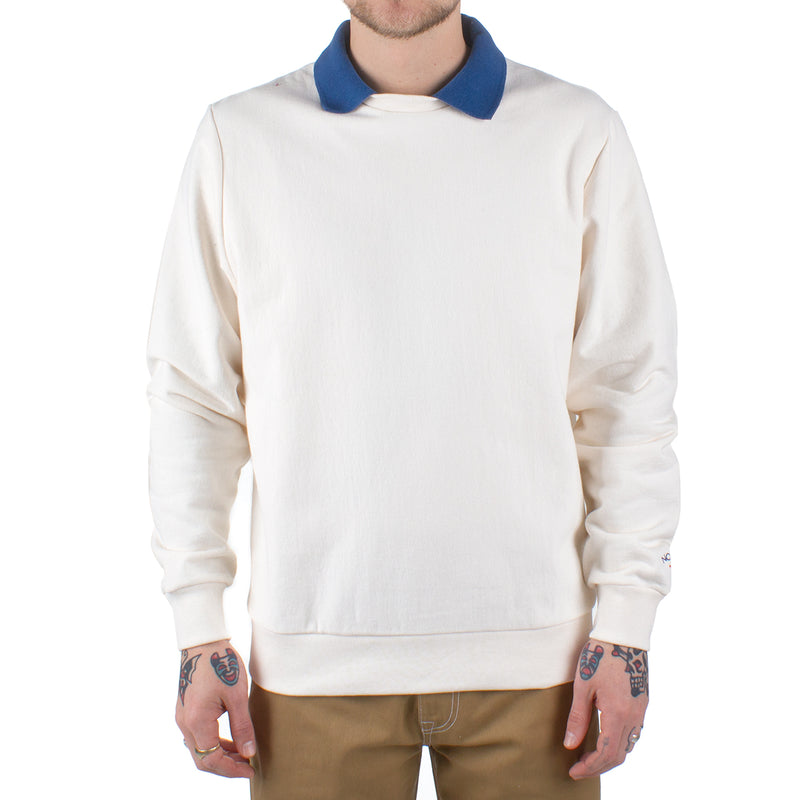 Noah Polo Collar Crewneck Color : Cream / Cornflower