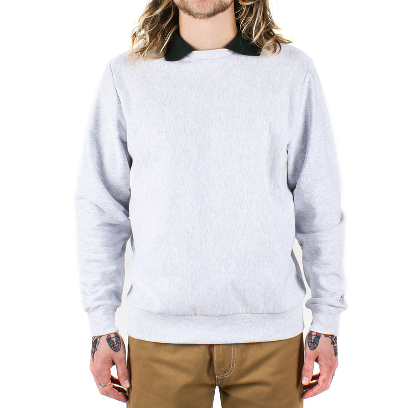 Noah Polo Collar Crewneck Color : Ash Heather / Deep Green