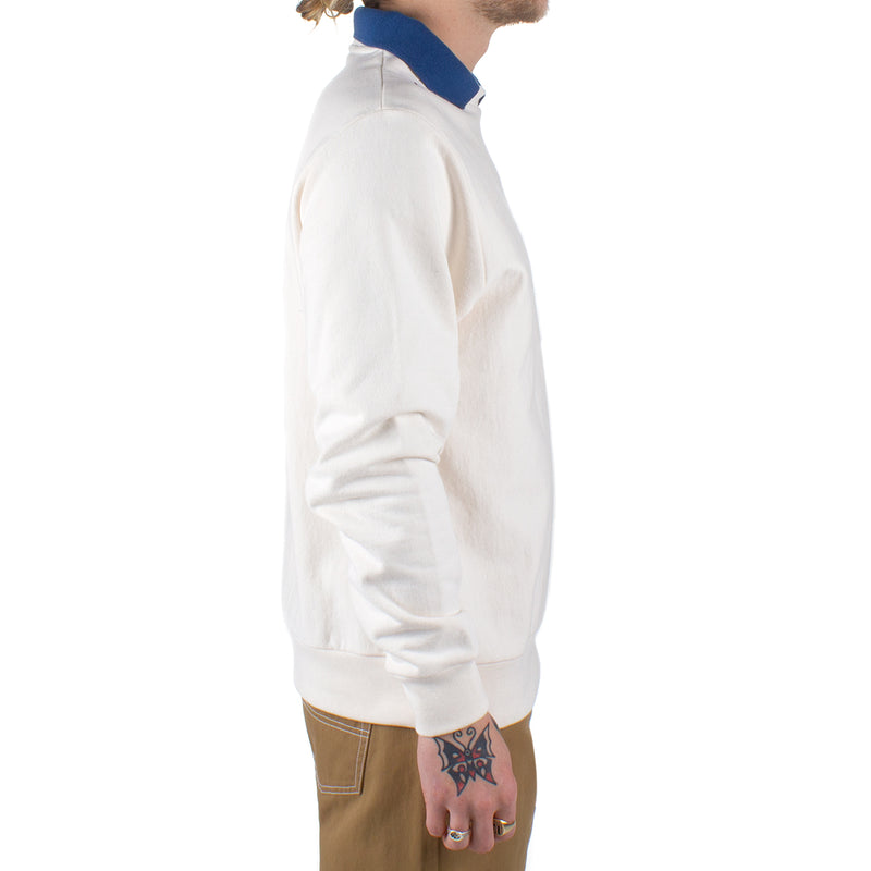 Noah Polo Collar Crewneck Color : Cream / Cornflower
