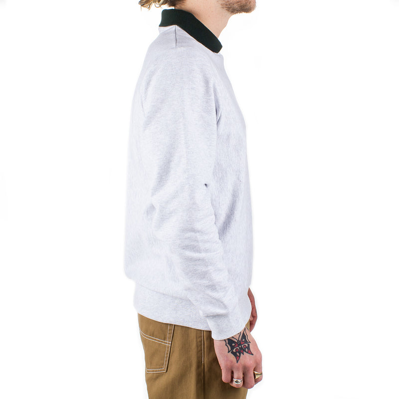 Noah Polo Collar Crewneck Color : Ash Heather / Deep Green