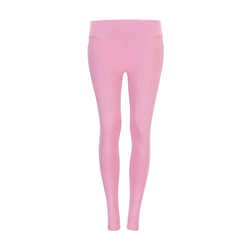 Women's rose pink pocket leggings, high-rise waist, full-length
