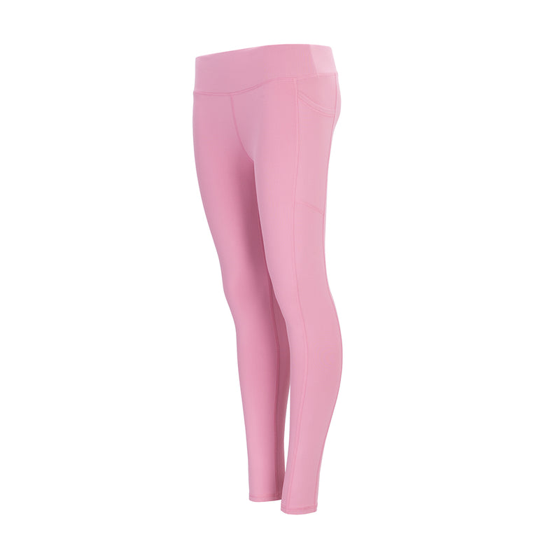 Women's rose pink pocket leggings, hip pocket detail, slim full length