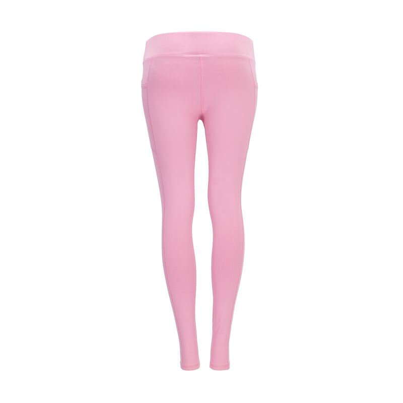 Women's rose pink pocket leggings, smooth back, full-length