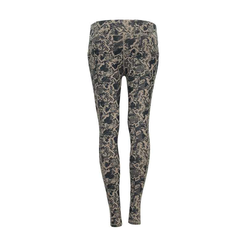 Women's snakeskin-print pocket legging, flat lay back view.