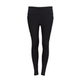Women's black power ribbed leggings, high-rise waistband, full-length fit.